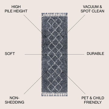 Beautiful mercer Shag Plush Tassel Moroccan Tribal Geometric Trellis Area Rug